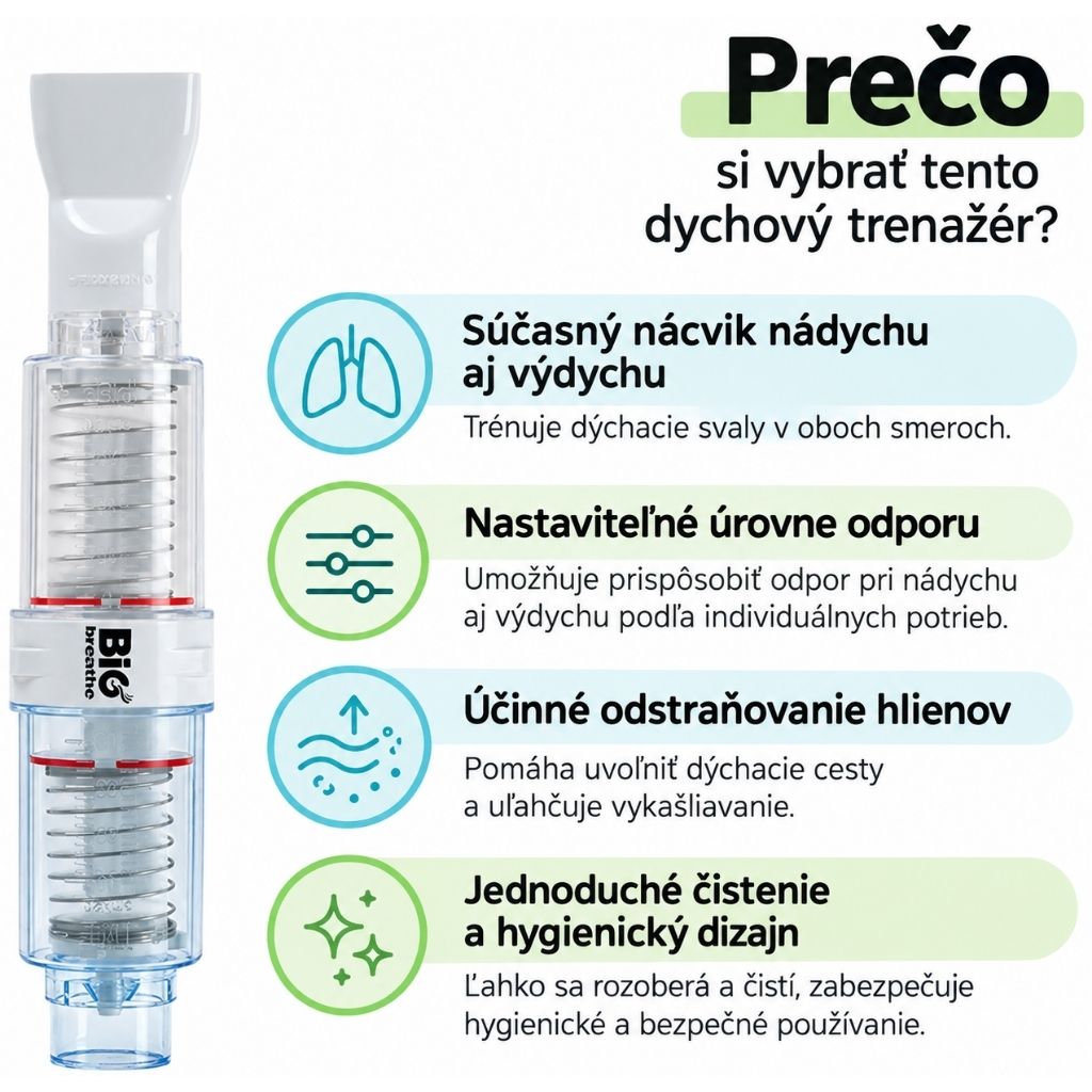 Výhody dychového trenažéra BigBreathe Double Action IMT PEP